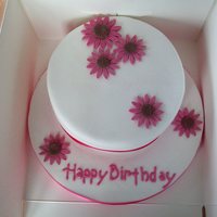 Pink Birthday Cake With Gerberas 