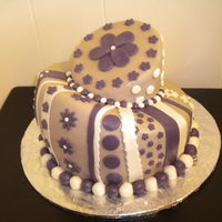 My First Topsy Turvey Cake This is a cake that I did in a Fondant/Gumpaste class. The main color is lavender even though it looks brown. It was fun to make but it was...