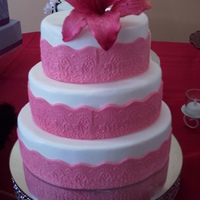 Pink & White white cake with pink lace