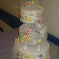 80Th Birthday This was for a friends mothers 80th birthday. I got the idea from an old wiltons cake book.The flowers are fondant on florist wire.