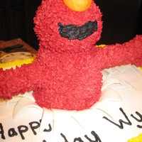 3-D Elmo Inspiration from the many Elmo cakes that have already been done. I used buttercream frosting with mereguine powder to help stiffen it. I...