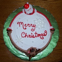 Christmas Hug Spice Cake with Vanilla buttercream icing. Faces, hat/antlers, hooves and mittens made with royal icing, everything else is Buttercream.