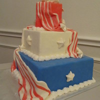 Americake! Fondant covered, with buttercream accents. Perfect for 4th of July party!
