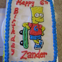 Bart Simpson Cake Bart Simpson cake. Chocolate cake with homemade buttercream icing.