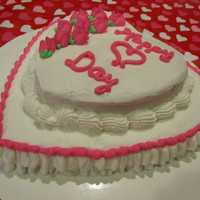 Happy &lt;3 Day Happy Heart Day! All buttercream decorations on top of a strawberry flavored cake