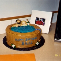 Hot Tub Birthday butter cream cake with fondant people