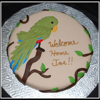 Parrot Request for a customer who's fiance loves parrots. Inspired by a cake posted by - danys. WASC w/ buttercream covered in mmf.