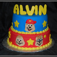 Alvin And The Chipmunks Birthday cake for a woman who loves Alvin :) Top is white chocolate rasberry (thanks to a recipe found here on CC), bottom WASC