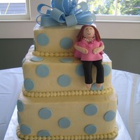 Blue Polka Dot Baby Shower My first attempt at a preg. girl baby shower cake.