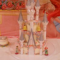 Castle Wilton castle kit. White almond cake, almond buttercream, strawberry and pineapple filling.