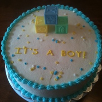 It's A Boy Vanilla cake filled with oreo and covered in buttercream