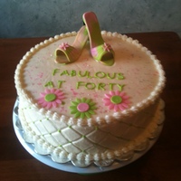 Fabulous At Forty Vanilla cake filled with fresh strawberry buttercream