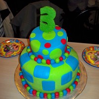 My First Fondant Cake! two tiered covered in fondant w/ gumpaste "3"