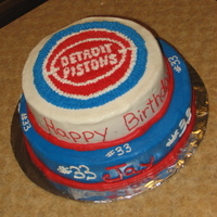 Detroit Pistons Here is a chocolate strawberry, two layered cake, with buttercream frosting.