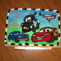 Lightning Mcqueen This cake ended up being about 5.5 inches. It was all buttercream and hand drawn pictures.