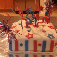 Fourth Of July Cake One of my first fondant cakes. Colored details in gumpaste. Strawberry filling.