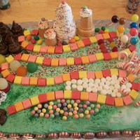 Candyland Cake Went really simple on this cake because I made it for a class project. Box cake and pre-made frosting. Candies include peppermint,...