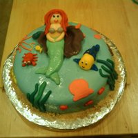 Little Mermaid Cake Made with MMF and cheerios for the sand.