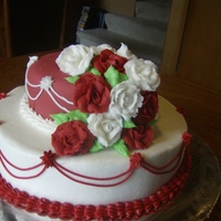 Red And White 2 Tier Cake 