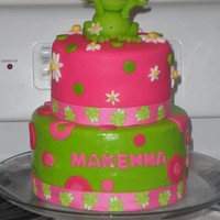 Froppy! "Froppy" is made from gumpaste/fondant mixture. All fondant and ribbon border.