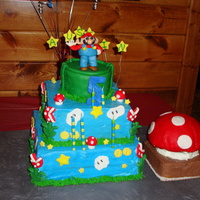 Mario 5Th Birthday Cake Buttercream cake with fondant decorations. My daughter made Mario out of fondant and the tube was made of fondant also