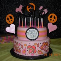 9Th Birthday Cake Hand painted bottom tier with 3-D elements.