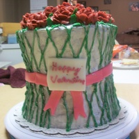 Vase Of Roses Pound cake with bavarian cream filling with buttercream roses