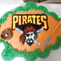 Pirates Logo Cupcake Cake This was for the end of our baseball season party. Made a template out to the logo and cut it out of fondant and drew in the rest. Used a...