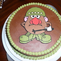 5 Star General Mr. Potato Head Cake is covered in Chocolate Buttercream with a Buttercream transfer of a 5 star general Mr. Potato head. I did this as something fun for a...