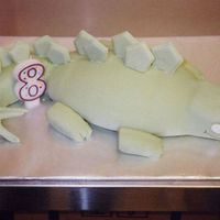 3D Dinosaur (Stegosaurus) First try using fondant and first try making a 3D cake (still need more practice)!