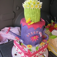 Spring Cake I copied somebody's(in cakecentral) design on the 3rd tier because I really love how the flower's look on the cake. Fondant...