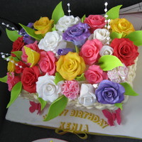 Basket Of Flowers Buttercream finished with fon/gum flowers.