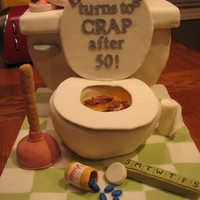 Toilet Birthday Cake Back of Toilet is a 11x17 Vanilla WASC stacked on a foam and carved. The toilet bowl is a chocolate cake baked in a Pampered Chef bowl and...