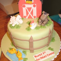 Farm Cake #2 8" wasc covered in fondant. All figures and barn are fondant/gp mix.