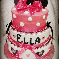 Minnie Mouse Themed Cake All buttercream but the ears (done in fondant). The ribbon is real.
