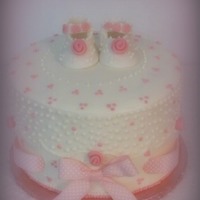 Baby Shower Cake Pound Cake with Strawberry Cream filling. BC icing and the baby booties and roses are Fondant. This was an inspiration from two different...