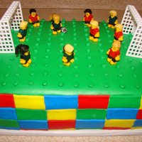 Lego Soccer Cake Made for my niece who loves soccer and legos. She asked for a lego cake and I wanted to do something beside just stacked legos.