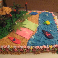 Luau 11 X 15 covered in BC. Fondant accents and modeling chocolate. Thanks ccer's for the inspiration.