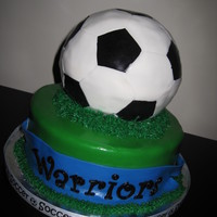 "we Are Going To The World Cup" 3D Soccer Ball...hand made with 8 inch round base. Grass piped around the edges.