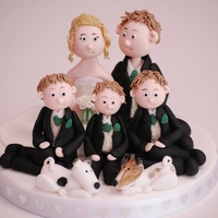 A Family Wedding Topper The whole family - Bride, Groom, 3 sons and 2 dogs!
