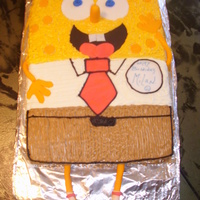 Spongebob Lemon sheet cake frosted with lemon icing and fondant accents