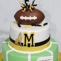 Monarch Senior Football Cake Cake done for an event celebrating the senior football players at a local high school -- the Monarch High School Coyotes. Coyote was hand-...