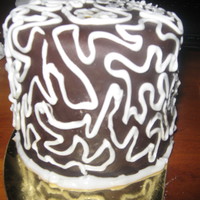 Piping Practise Mini Cake, Chocolate Chocolate mini cake with chocolate buttercream, chocolate ganache, chocolate fondant and royal icing piping. This was also solely created...