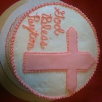 Payton's Christening Cake 12" white cake with buttercream icing and fondant cross
