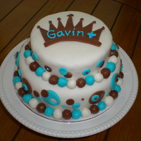 Little Prince Baby Shower Top tier is vanilla cake, bottom tier is red velvet, both with buttercream frosting. Covered in homemade MMF and all fondant accents.