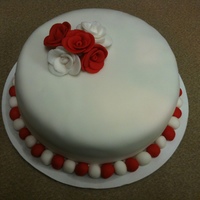 Valentine's Day Cake Red velvet w/ cream cheese filling, coveredin fondant.