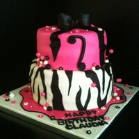 Party Like An Animal Cake I made for my niece's 7th birthday. Top tier is cream cheese pound cake w/ cream cheese filling. Bottom tier is Bailey's...