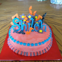 Pink, Purple Birthday Cake A cake I made for my daughter's birthday. Chocolate chip cookie cake with white chocolate frosting.