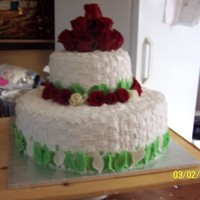Red Roses vanilla with vanilla custard, first time i did a 2 tier cake for a bride to be.