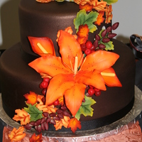 Fall Wedding Chocolate fondant. All embelishments are gum paste. TFL